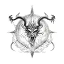 sigil of baphomet fire dragon  tattoo design idea