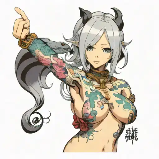 anime henti big breast girl tattoo design idea