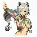 anime henti big breast girl tattoo design idea