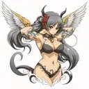 anime henti big breast girl tattoo design idea