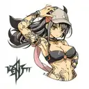 anime henti big breast girl tattoo design idea