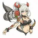 anime henti big breast girl tattoo design idea