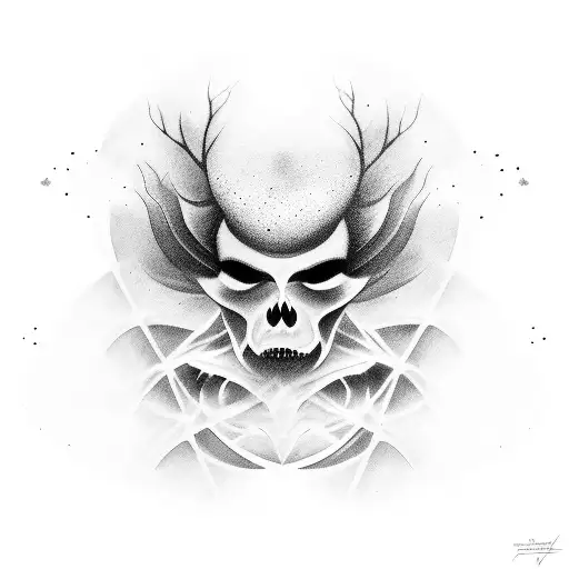 Dark fog engulfing an astral ascension tattoo design idea