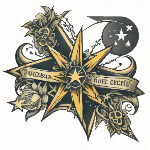southern cross with words "the money I save won't buy my youth again" tattoo design idea