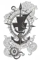 compass rose with anchor intertwined tattoo design idea