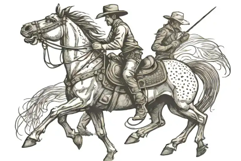 Cowboy riding a horse tattoo design idea