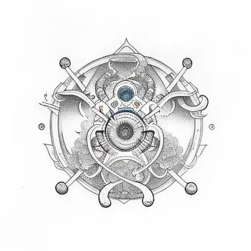 atoms and unversity tattoo design idea