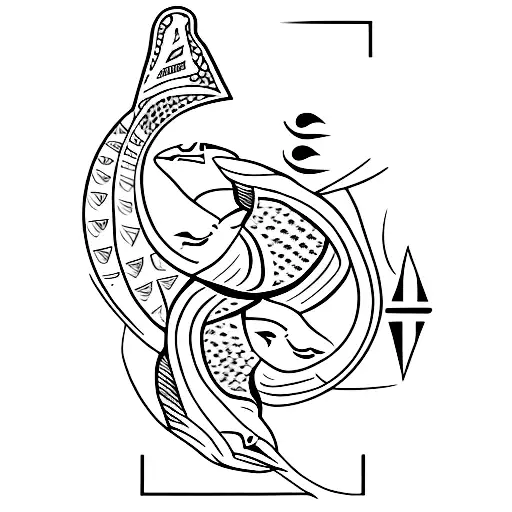 Nefertiti and Pisces symbol  tattoo design idea