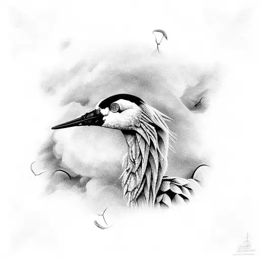 crane tattoo design idea