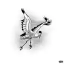 crane flying tattoo design idea