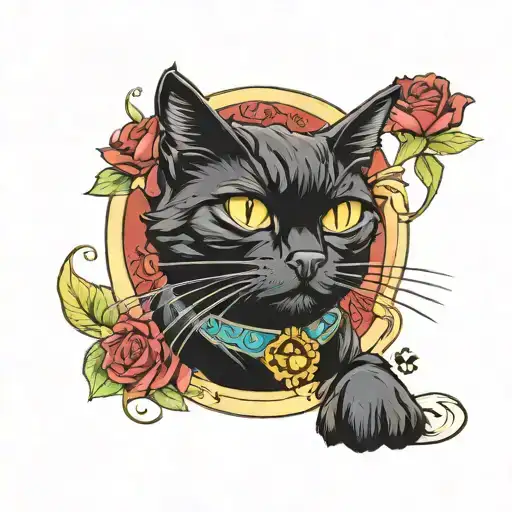 memorial for black cat named obi  tattoo design idea