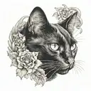 memorial for black cat named obi  tattoo design idea