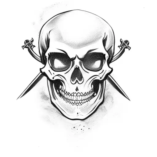 pirate full body skeleton with pirate hat and sword tattoo design idea
