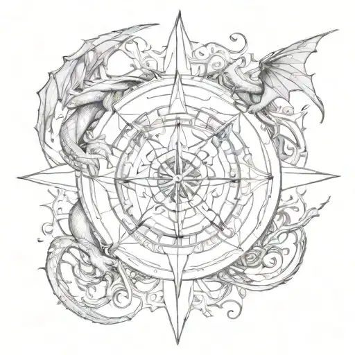 Dragon compass rose tattoo tattoo design idea
