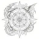 Dragon compass rose tattoo tattoo design idea