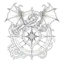 Dragon compass rose tattoo tattoo design idea