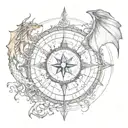 Dragon compass rose tattoo tattoo design idea