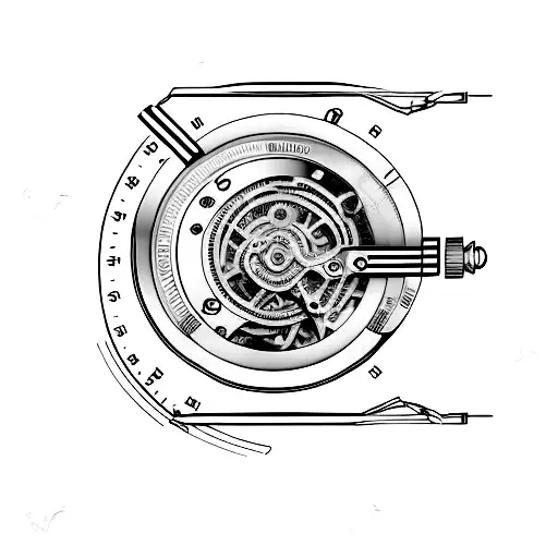 watch movement tattoo design idea