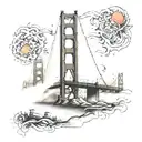 San Francisco Golden Gate Bridge in fog insight a compas tattoo design idea