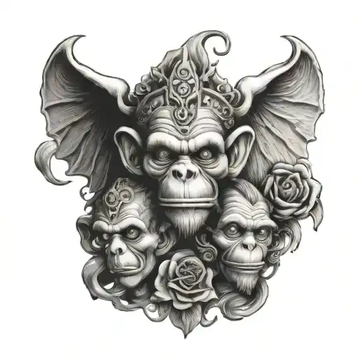 hear no evil speak no evil see  no evil tattoo design idea