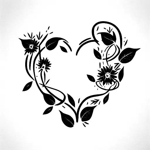 Underbust tattoo that molds to the shape of the chest. A vine with scattered flowers. tattoo design idea