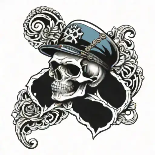 blue collar skull tattoo design idea