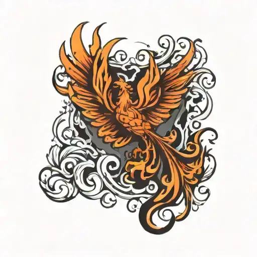 Phoenix rising from flames tattoo design idea
