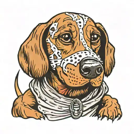 Dachshund with a Jason vorhees mask tattoo design idea