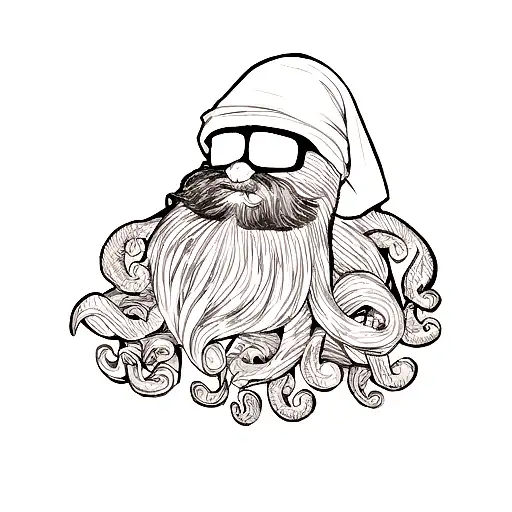 man with octopus beard tattoo design idea