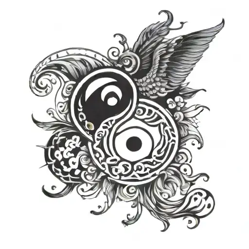 yin yang and apostrophe tattoo design idea