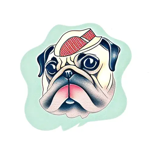 pug and anchor  tattoo design idea