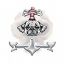 pug and anchor  tattoo design idea