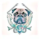 pug and anchor  tattoo design idea