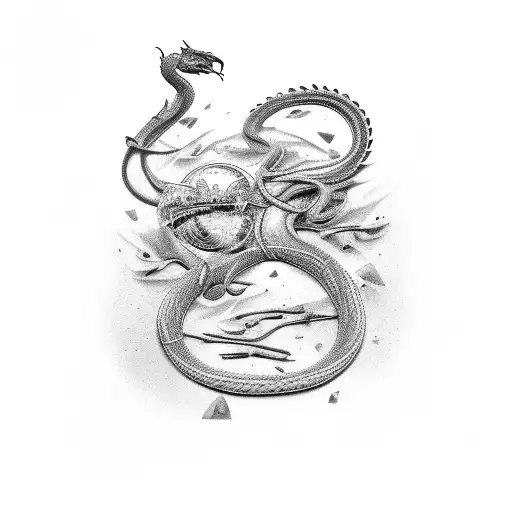 cobra, e as fases da lua tattoo design idea