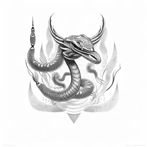 cobra com as fases da lua entre ela tattoo design idea