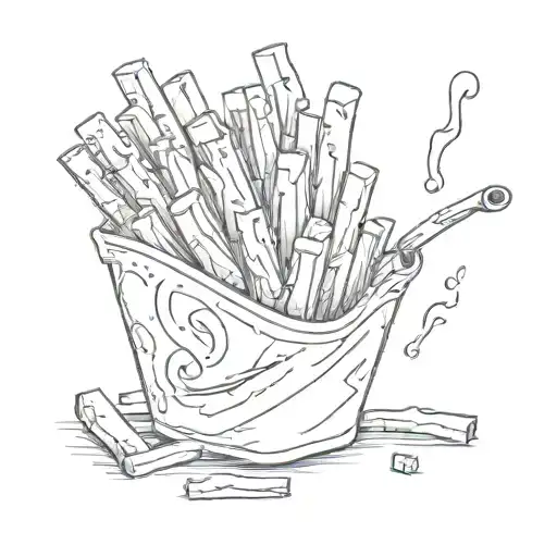 a french French fry smoking cigarette tattoo design idea