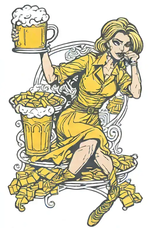 10 beer yellow girl  baklava cr7 tattoo design idea
