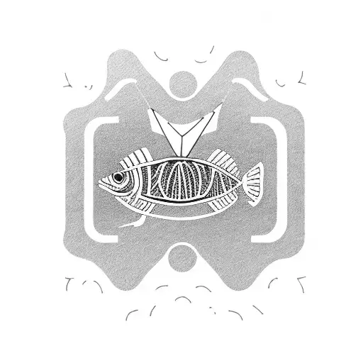minimal fish pedaling bicycle geometric  tattoo design idea