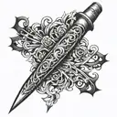 saber and spine tattoo design idea