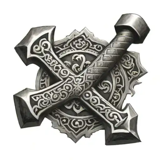 mjolnir hammer tattoo design idea