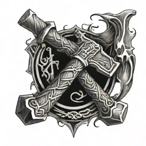 mjolnir hammer thor hammer tattoo design idea