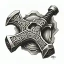 mjolnir hammer tattoo design idea