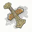 mjolnir hammer tattoo design idea