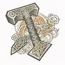 mjolnir hammer tattoo design idea