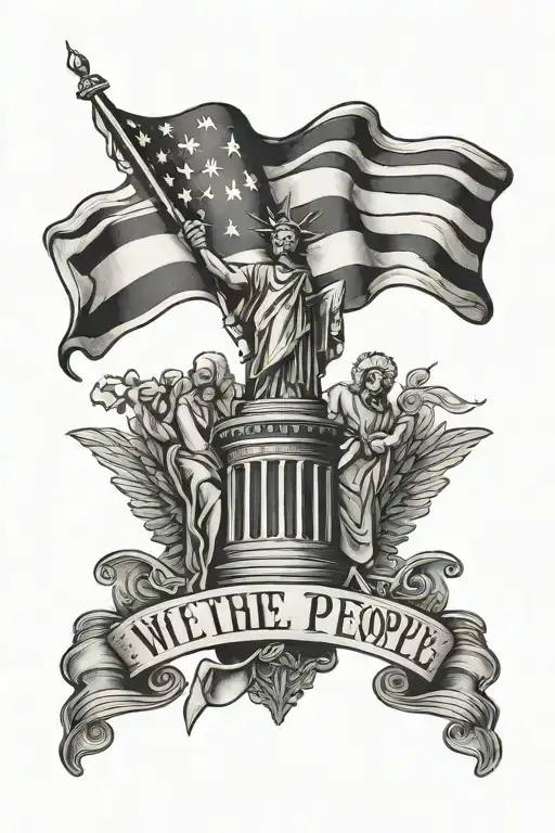 patriotic, American flag, we the people tattoo design idea
