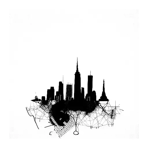 nyc skyline ekg tattoo design idea