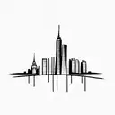 nyc skyline with twin towers ekg fineline tattoo design idea