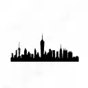nyc skyline with twin towers ekg fineline tattoo design idea