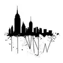 nyc skyline with twin towers ekg fineline tattoo design idea