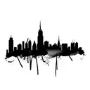 nyc skyline heartbeat outline tattoo design idea